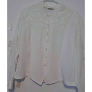 Christie & Jill Women's White Shirt Pearl Button